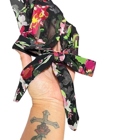 *EQUIPMENT* Large New w Tags Women's Semi Sheer Long Sleeve Button-Down Floral D - Picture 11 of 16